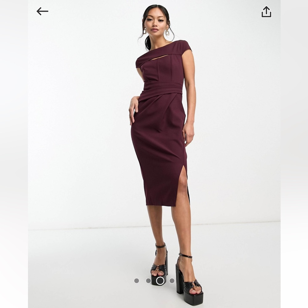NWT Lipsey Corsetted Cut Out Midi Dress in Burgundy - Size: 6